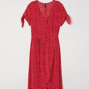 Red Polka-Dot Wrap Dress